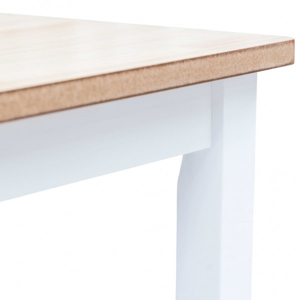 Mesa de comedor de madera de caucho blanco marrón 114x71x75 cm M 4