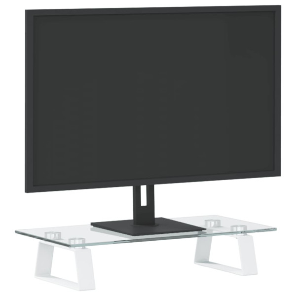 Soporte de monitor vidrio templado y metal blanco 40x20x8 cm M 3