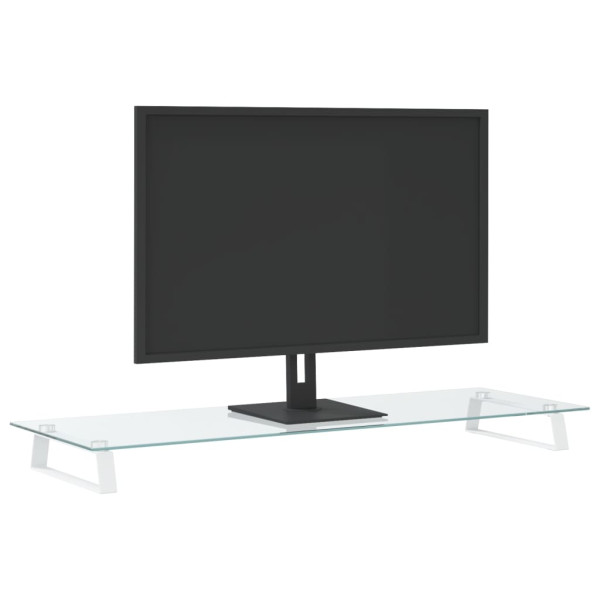 Suporte para monitor 100x35x8 cm vidro temperado e metal branco M 3