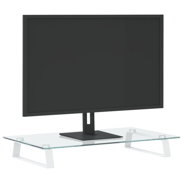 Suporte para monitor 60x35x8 cm vidro temperado e metal branco M 3