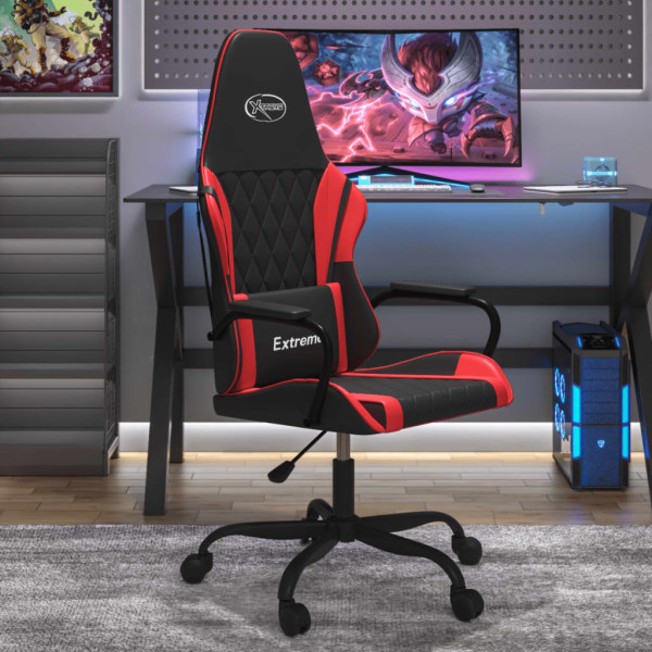 Silla gaming de masaje cuero sintético negro y rojo D