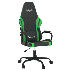 Silla gaming de masaje cuero sintético negro y verde H