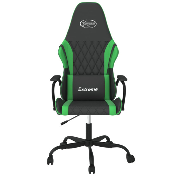Silla gaming de masaje cuero sintético negro y verde M 3