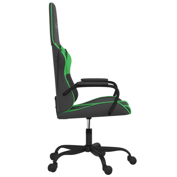 Cadeira de massagem gaming de couro sintético preto e verde M 4