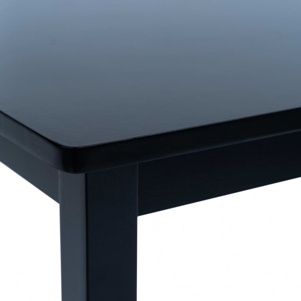 Mesa de comedor de madera maciza de caucho negro 114x71x75 cm M 5