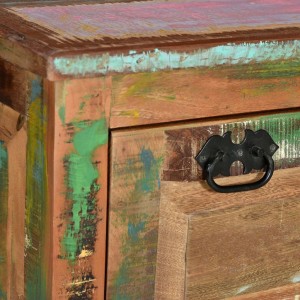 Banco sapateira madeira reciclada maciça H