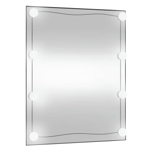 Espelho de parede retangular com luzes LED de vidro 50x60 cm H