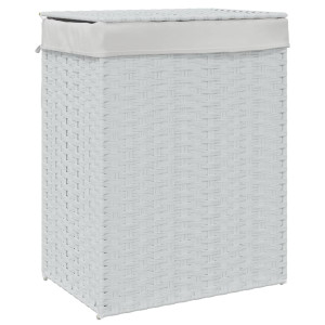 Cesto para roupa suja com tampa 46x33x60 cm vime PE branco H