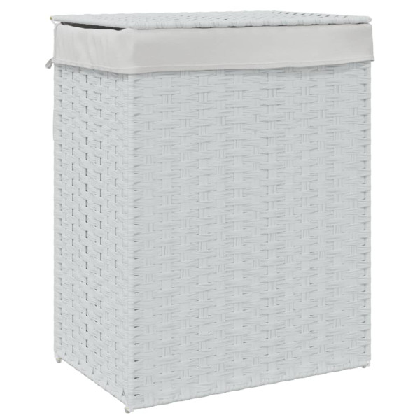 Cesto para roupa suja com tampa 46x33x60 cm vime PE branco M 2