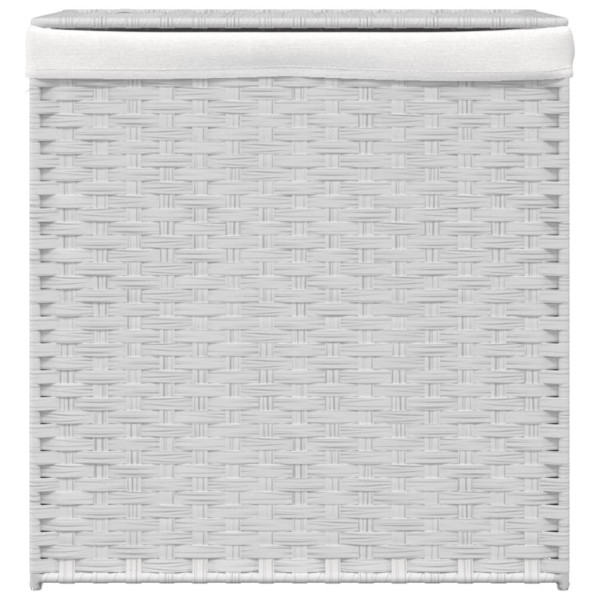 Cesto ropa sucia 2 secciones ratán sintético blanco 53x35x57 cm M 3