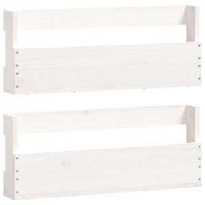 Estantes de zapatos de pared 2 uds madera pino blanco 59x9x23cm H