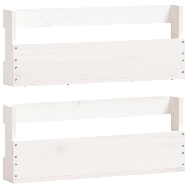 Sapateiras de parede 2 pcs 59x9x23 cm pinho maciço branco M 2