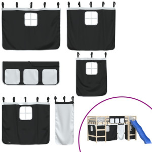 Cortinas para cama elevada poliéster branco e preto H