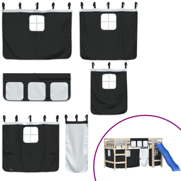 Cortinas para cama elevada poliéster branco e preto M 2