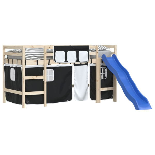 Cortinas para cama elevada poliéster branco e preto M 4