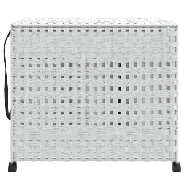 Cesto para ropa sucia con ruedas ratán blanco 66x35x60 cm M 3