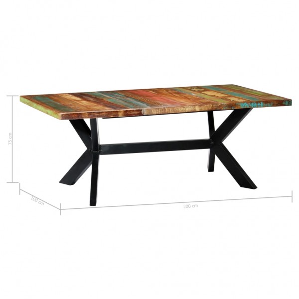 Mesa de jantar 200x100x75 cm madeira recuperada maciça M 5