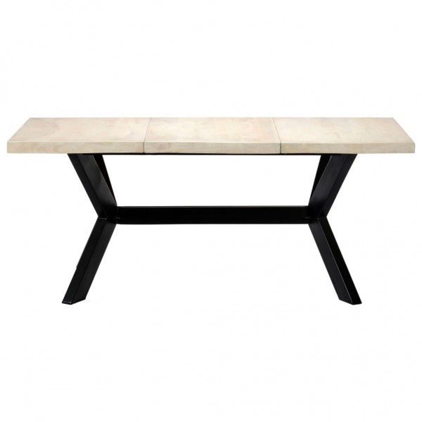 Mesa de comedor blanca 180x90x75 cm madera maciza de mango M 2