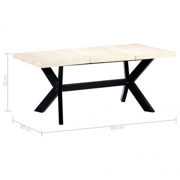 Mesa de jantar 180x90x75 cm madeira de mangueira maciça branco M 5
