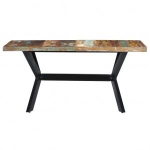 Mesa de jantar 140x70x75 cm madeira recuperada maciça H