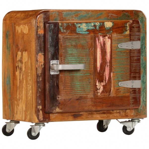 Mesita de noche madera reciclada maciza 50x30x50 cm D