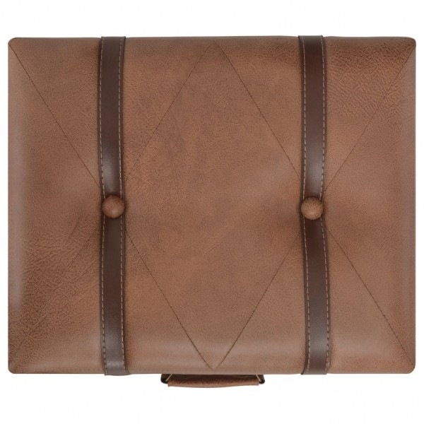 Taburete de almacenamiento 40 cm marrón cuero sintético M 5