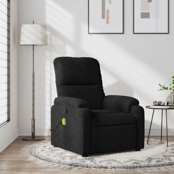 Sillón reclinable de masaje tela de microfibra negro D