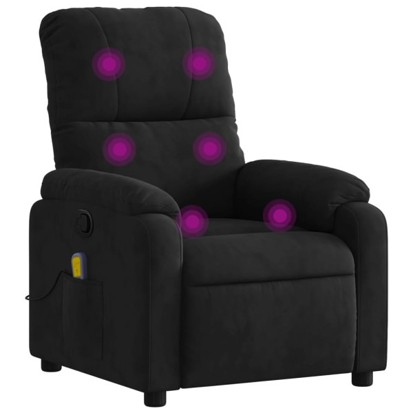 Sillón reclinable de masaje tela de microfibra negro M 2