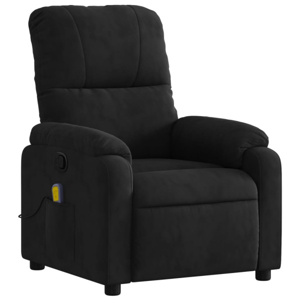 Sillón reclinable de masaje tela de microfibra negro M 3