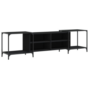 Mueble de TV madera de ingeniería negro 203x37x50 cm H