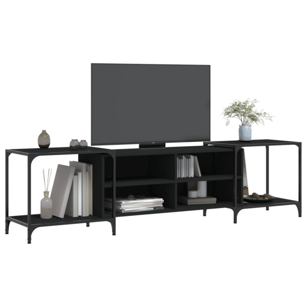 Mueble de TV madera de ingeniería negro 203x37x50 cm M 3