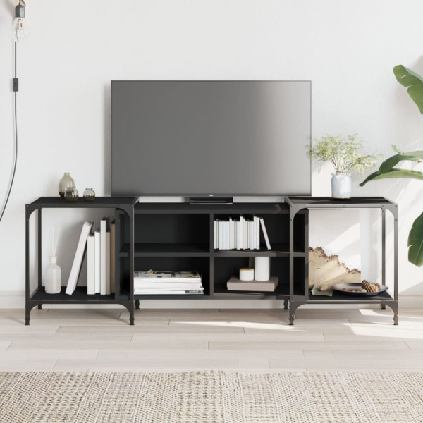 Mueble de TV de madera de ingeniería negro 153x37x50 cm D