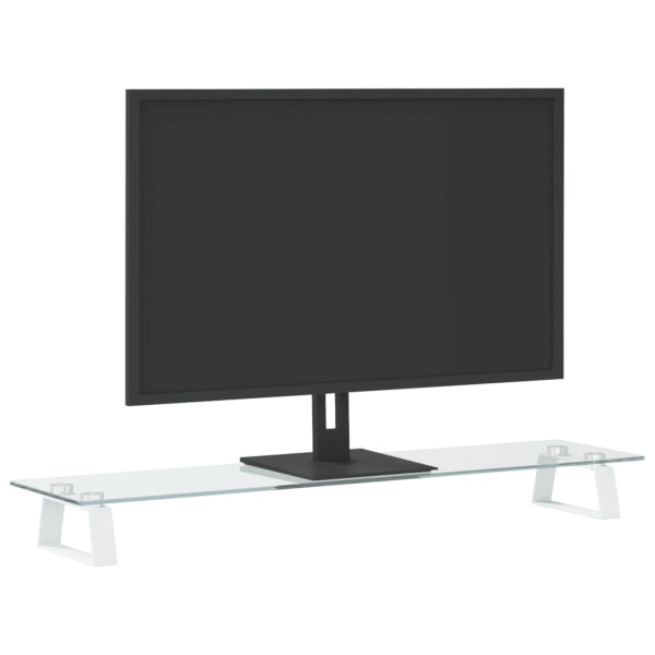 Suporte para monitor 80x20x8 cm vidro temperado e metal branco M 3