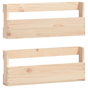 Estantes para zapatos de pared 2 uds madera de pino 59x9x23 cm H