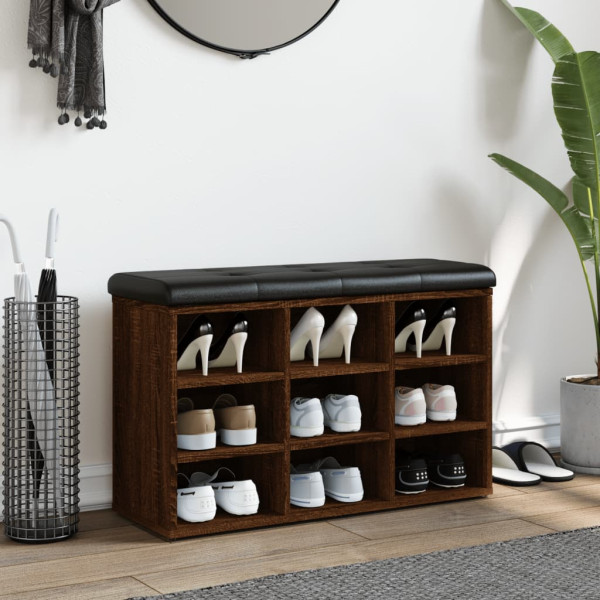 Banco zapatero madera de ingeniería marrón roble 82x32x50 cm M 3