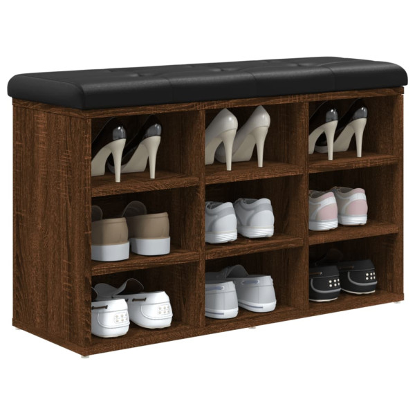 Banco zapatero madera de ingeniería marrón roble 82x32x50 cm M 4