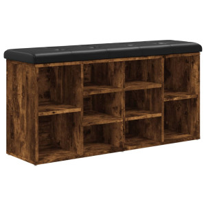 Banco zapatero madera de ingeniería roble ahumado 102x32x50 cm H