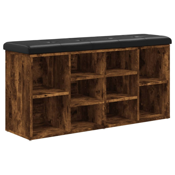 Banco zapatero madera de ingeniería roble ahumado 102x32x50 cm M 2