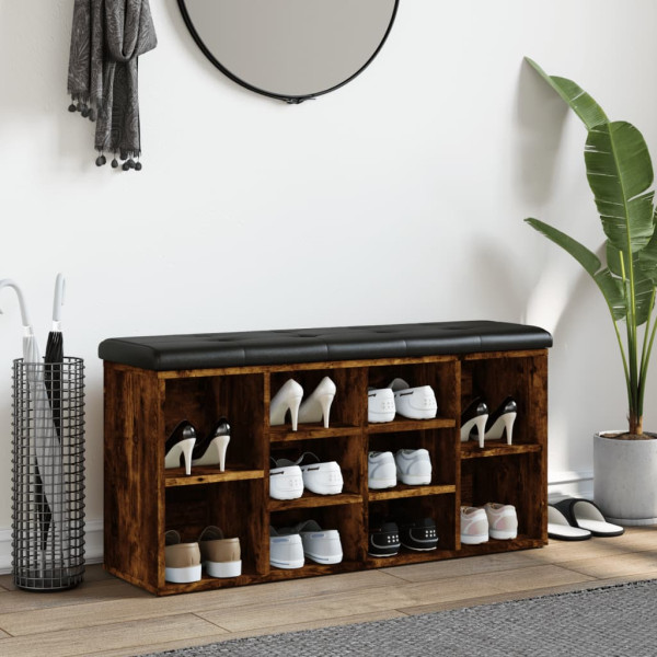 Banco zapatero madera de ingeniería roble ahumado 102x32x50 cm M 3