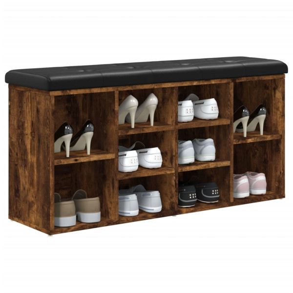 Banco zapatero madera de ingeniería roble ahumado 102x32x50 cm M 4