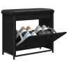 Banco zapatero con cajón abatible negro 62x32x56 cm 4