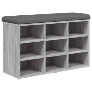 Banco zapatero madera de ingeniería gris Sonoma 82x32x50 cm H