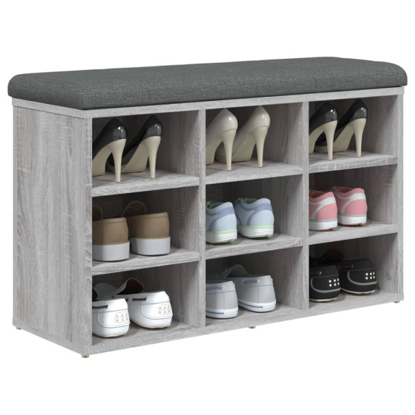 Banco zapatero madera de ingeniería gris Sonoma 82x32x50 cm M 3