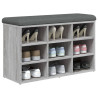Banco zapatero madera de ingeniería gris Sonoma 82x32x50 cm 3