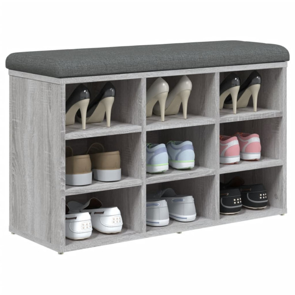 Banco zapatero madera de ingeniería gris Sonoma 82x32x50 cm M 4