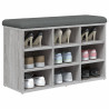 Banco zapatero madera de ingeniería gris Sonoma 82x32x50 cm 4