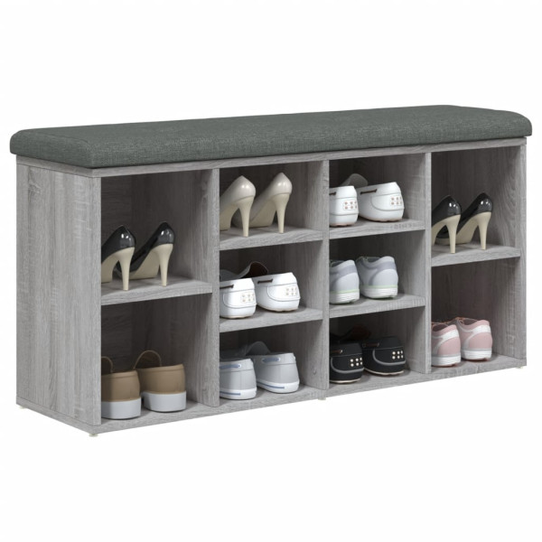 Banco zapatero madera de ingeniería gris Sonoma 102x32x50 cm M 4