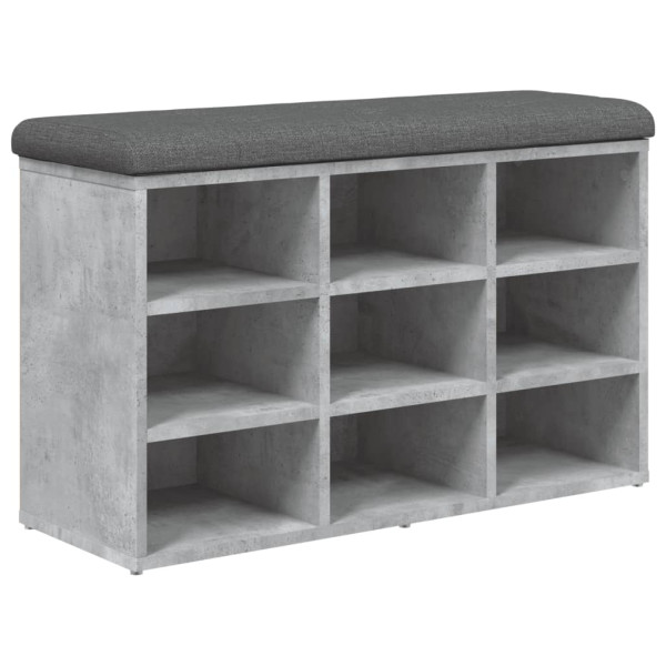 Banco zapatero madera de ingeniería gris hormigón 82x32x50 cm M 2