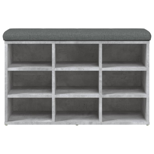 Banco zapatero madera de ingeniería gris hormigón 82x32x50 cm M 5