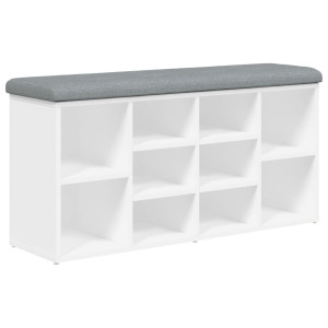 Banco zapatero madera de ingeniería blanco 102x32x50 cm H